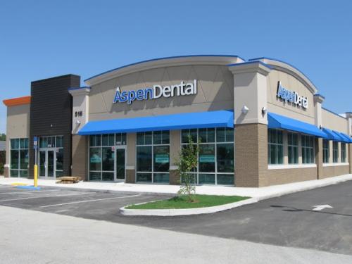 Dental clinic building with blue accents