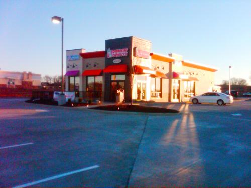 Modern donut shop exterior view