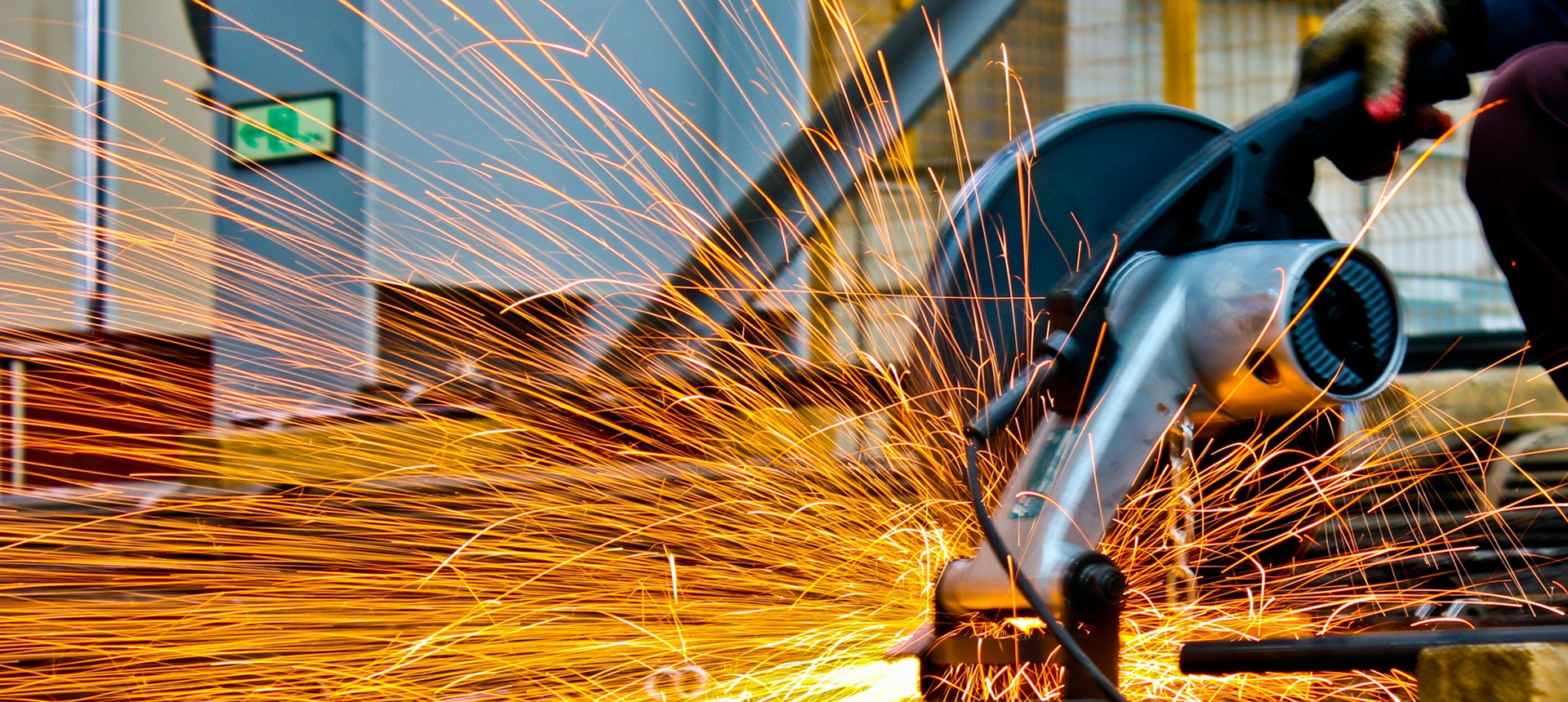 Sparks flying from metal cutting tool